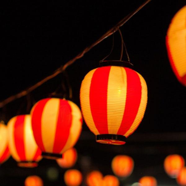 下野装飾 ポリ提灯 大ニ色 赤／白 H25×W22.5cm ／ ちょうちん お祭り