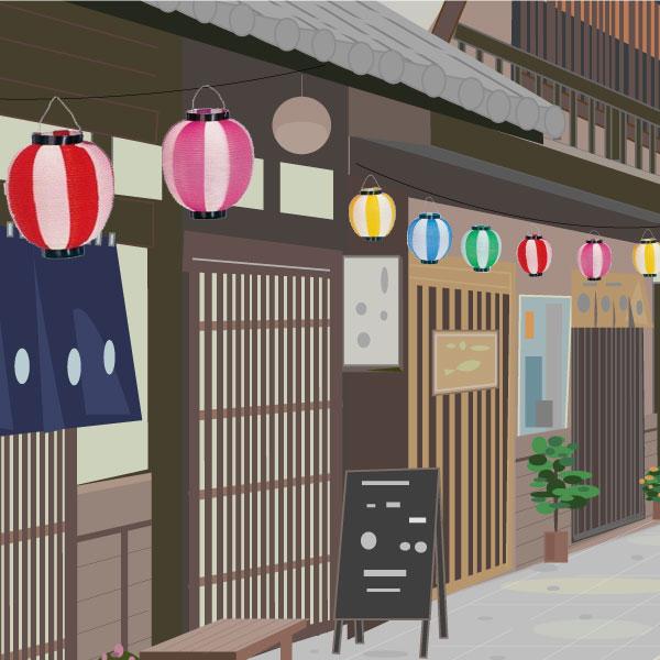 下野装飾 ポリ提灯 5色(赤青黄緑桃)セット H25×W22.5cm ／ ちょうちん