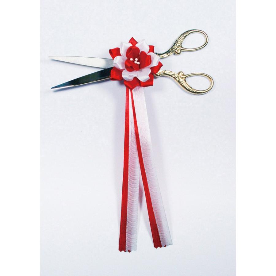 下野装飾 ハサミ用 リボン 長さ23cm・花直径5.5cm ／ オープニング