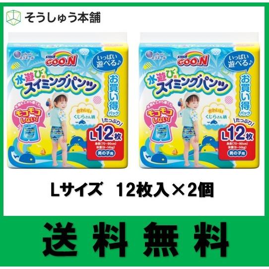 水遊び用 グーン スイミングパンツ Lサイズ 12枚 2個 男の子 プール 海 海水浴 スイミング 体重9〜14kg｜sousyuhonpo