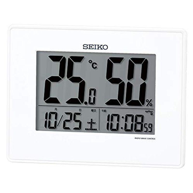 セイコークロック 置時計 電波 デジタル 掛置兼用 カレンダー 温度 湿度 表示 大型画面 白 127×165×26mm SQ798W