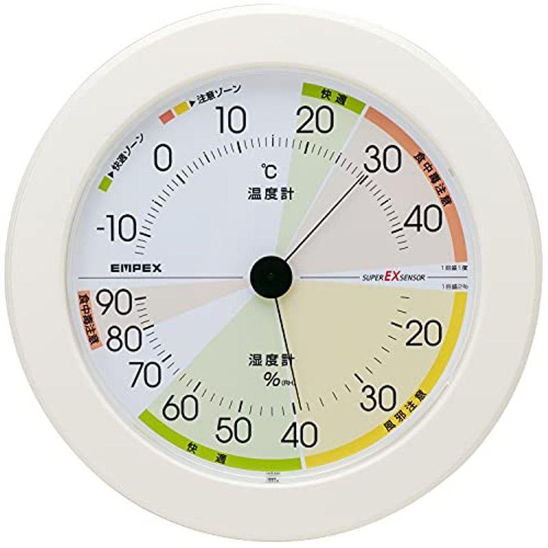 エンペックス気象計 温度湿度計 高精度ユニバーサルデザイン 壁掛け用 日本製 ホワイト EX-2861