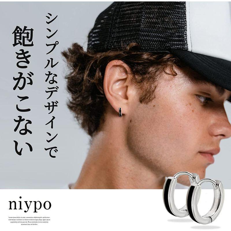 Niypoピアス メンズ レディース フープピアス 男女兼用 ブラック 黒 ホワイト 白 シルバー925 アレルギー対応 ブラック ホワイ 1x2uq2k2cu 腕時計 アクセサリー Pci Edu Pe