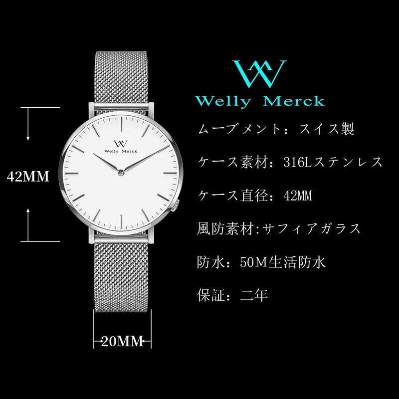 Welly Merck メンズ腕時計 人気 ビジネス 超薄型 6MM