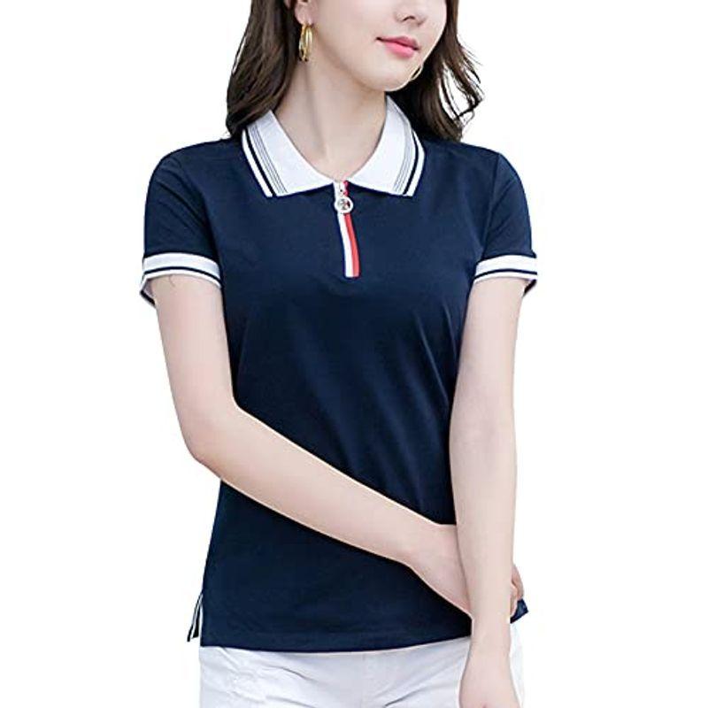 半袖ポロシャツ レディース ジップアップ ゴルフ 襟付きシャツ 半袖 可愛い スポーツ Polo シャツ 無地 ライン ストレッチ 綿ポロシ Co29hud5xt ファッション Www Velver Hu