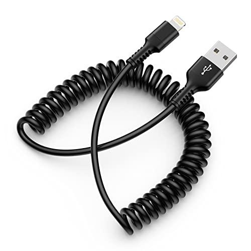 USB コイルライトニングケーブル iphone 充電ケーブル 車用 CarPlay