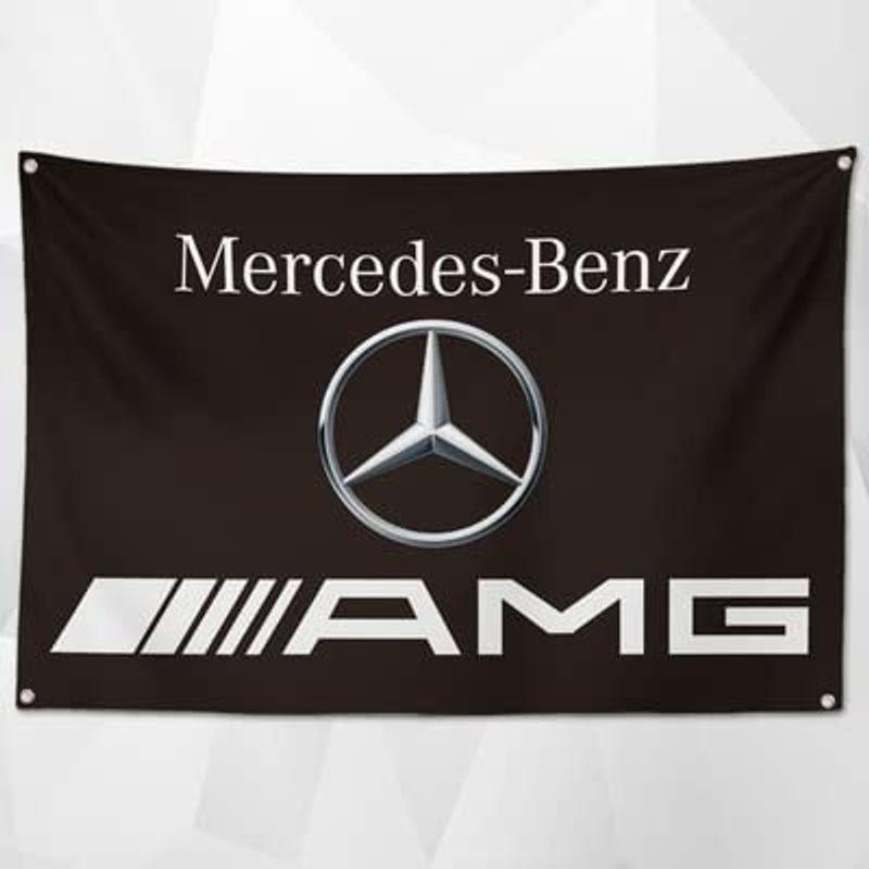 ベンツamg ロゴ 特大フラッグ 旗バナー カーレース ガレージの装飾に最適アメリカ雑貨 約150ｃｍ 90ｃｍのビックサイズでお部屋 いラインアップ