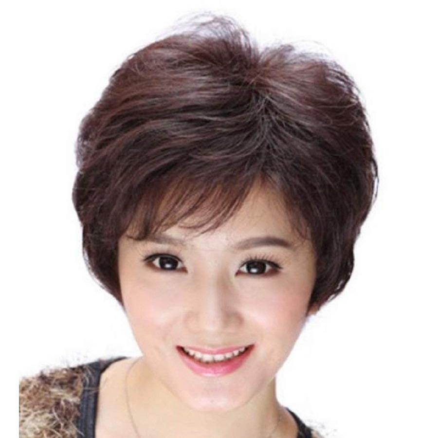 清楚系 中年 ショート ヘア フル ウィッグ ネット付 ふわふわ ダークブラウン 新作多数