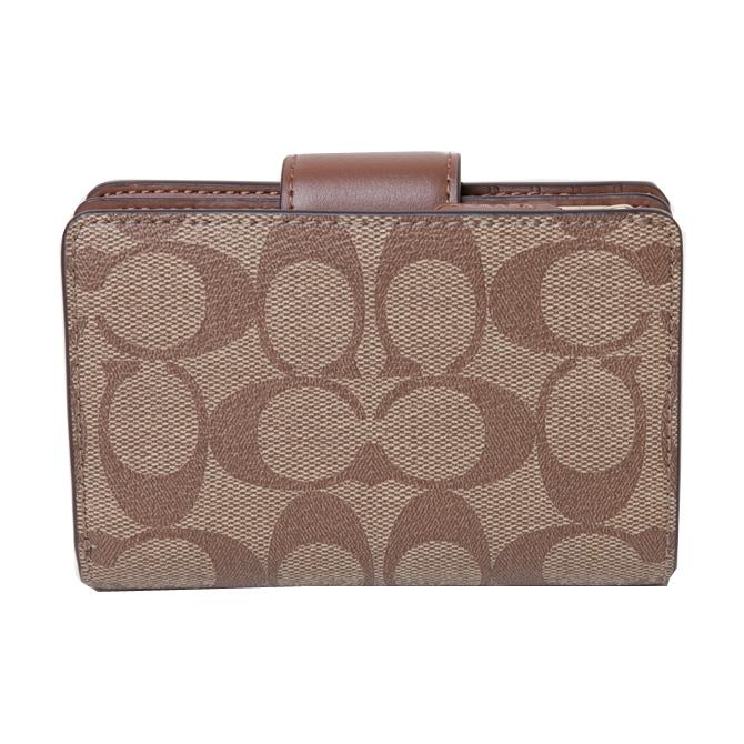 美品】 コーチ COACH 二つ折り財布 ラグジュアリー シグネチャー PVC