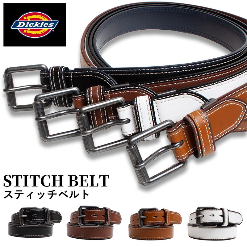 Dickies（ディッキーズ） ベルト ステッチ バックル 合成皮革 40mm 2枚