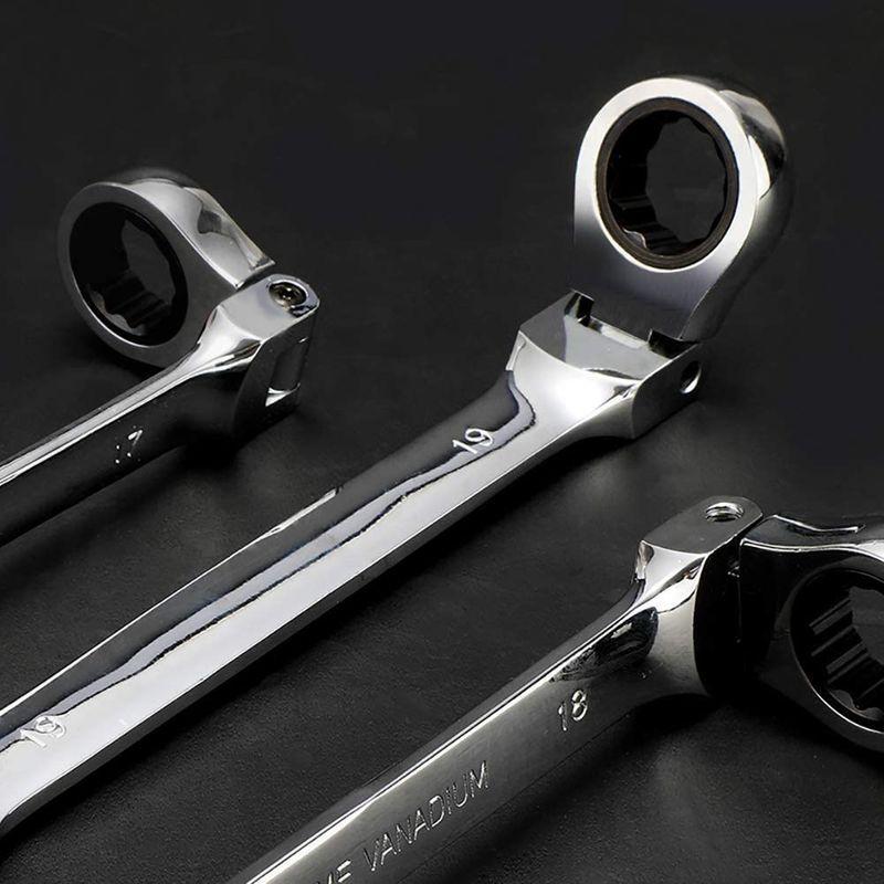 フレックスラチェットレンチセット整備工具セット 8~19mm 12本組 作業 常備 車 バイク 各種メンテナンス対応 家具組み立て 鏡面仕上|southern5|03