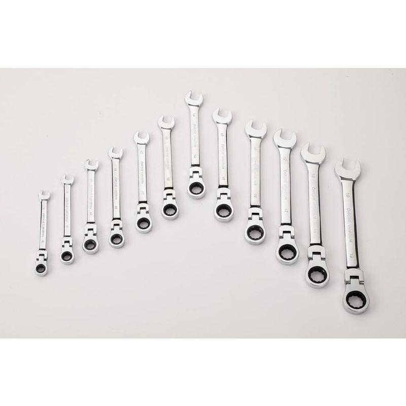 フレックスラチェットレンチセット整備工具セット 8~19mm 12本組 作業 常備 車 バイク 各種メンテナンス対応 家具組み立て 鏡面仕上|southern5|05