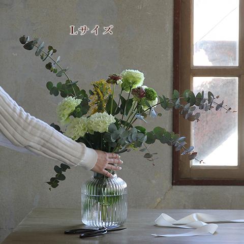 フラワーベース ウェーブ クリア L 花瓶 グラスベース 生花 飾る