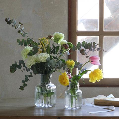 フラワーベース ウェーブ クリア L 花瓶 グラスベース 生花 飾る