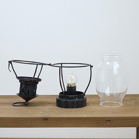 ガーデニング雑貨 LEDランタン Mサイズ アンティーク調 おしゃれ