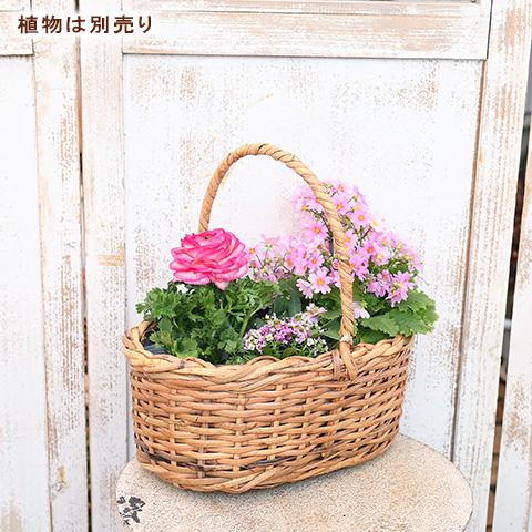 ガーデニング雑貨 ロランス バスケット L ビニール付き 木製 寄せ植え