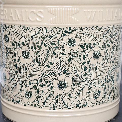 ガーデニング雑貨 陶器鉢 ウィリアムモリス Lサイズ 花柄 グリーン
