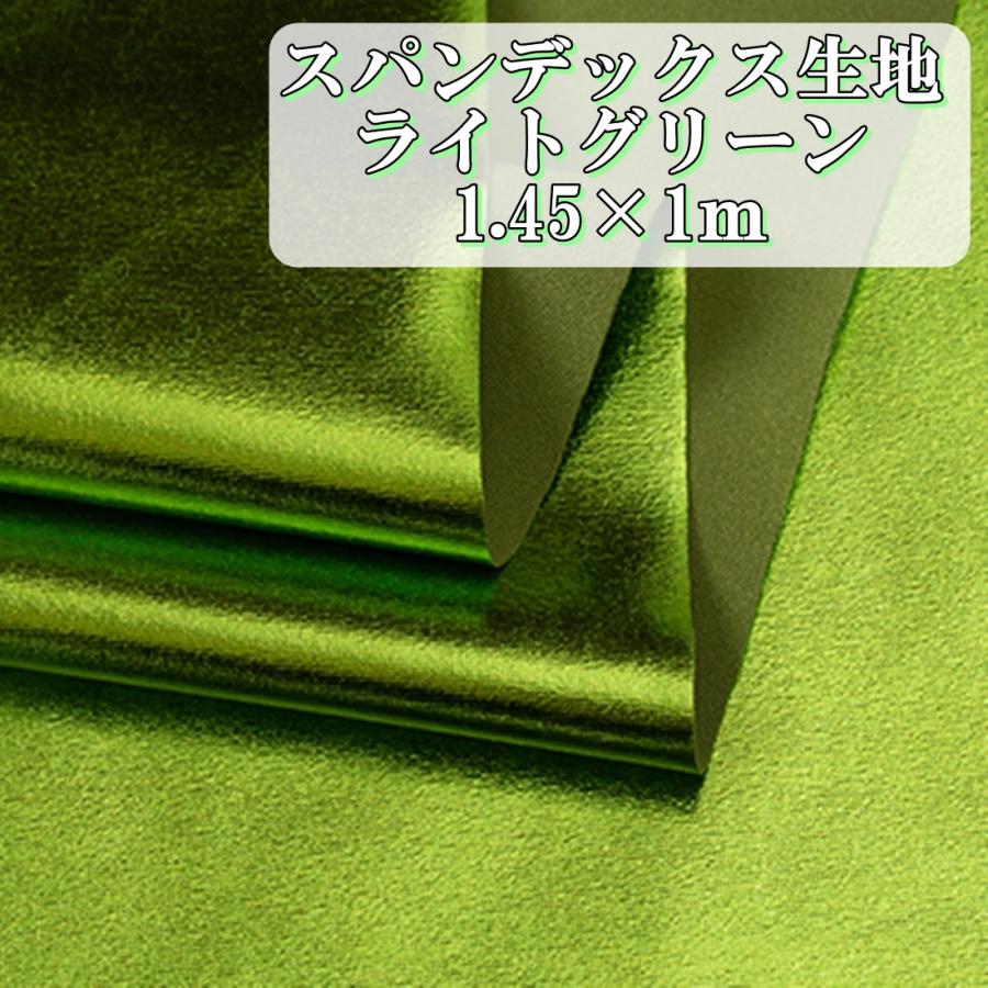 スパンデックス カラー メタリック 生地 ライトグリーン 黄緑 手芸 2WAY 伸縮 弾性 長さ約1m 幅約145cm (送料無料)hos