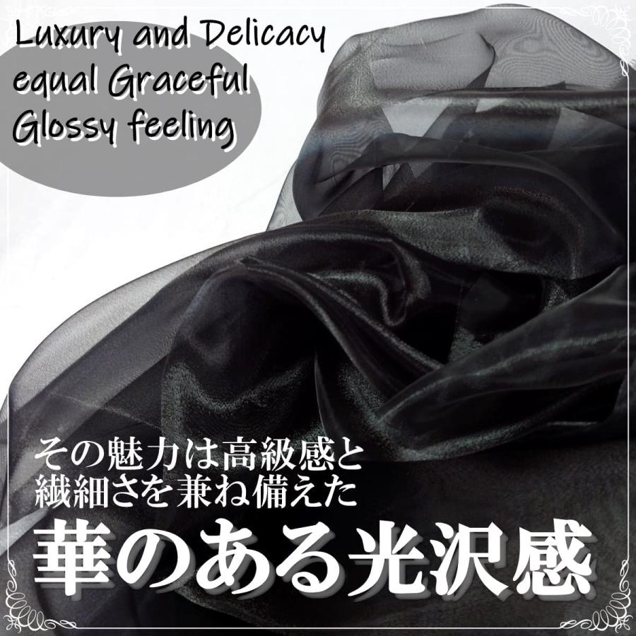 高光沢 オーガンジー 黒 生地 1m×幅150cm 手芸 カラー 無地 布 (送料