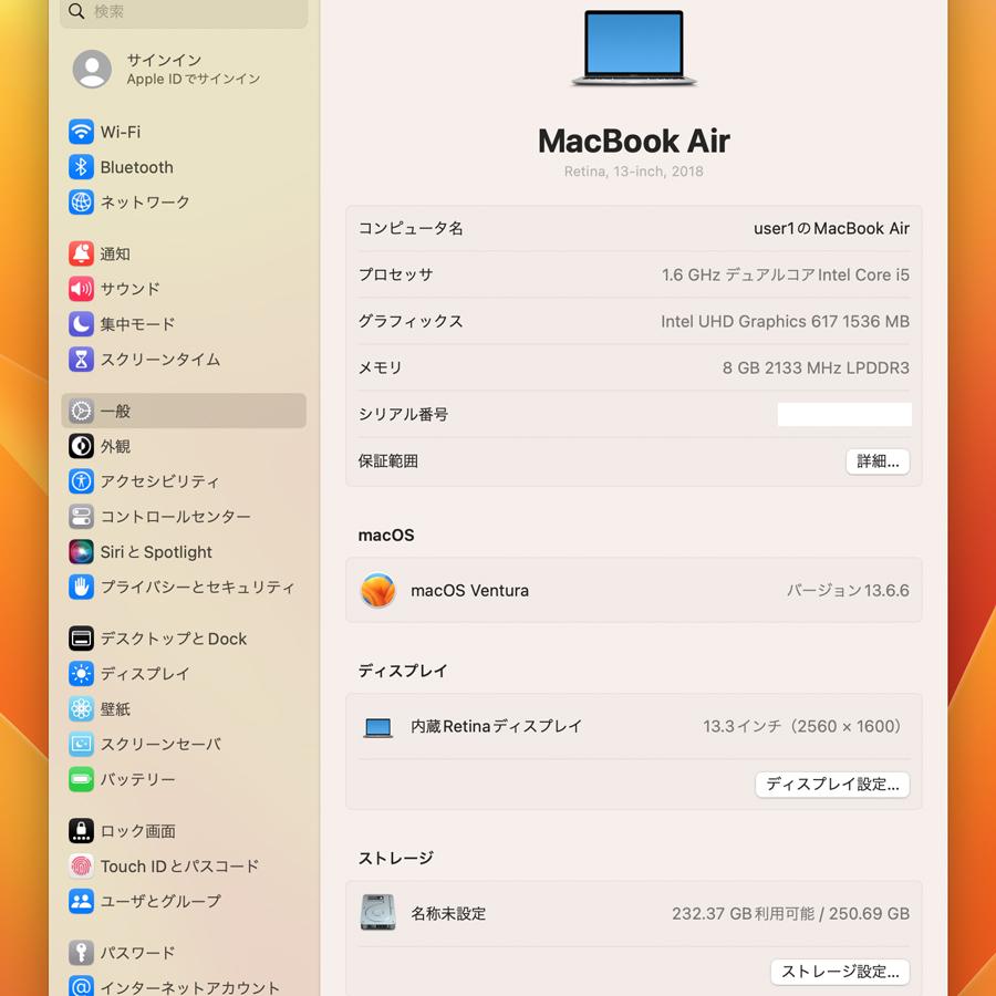 MacBook Air Apple Retina 13-inch 2018 Core i5(1.6GHzデュアル MacBook Air Apple Retina 13-inch 2018 Core i5(1.6GHzデュアル