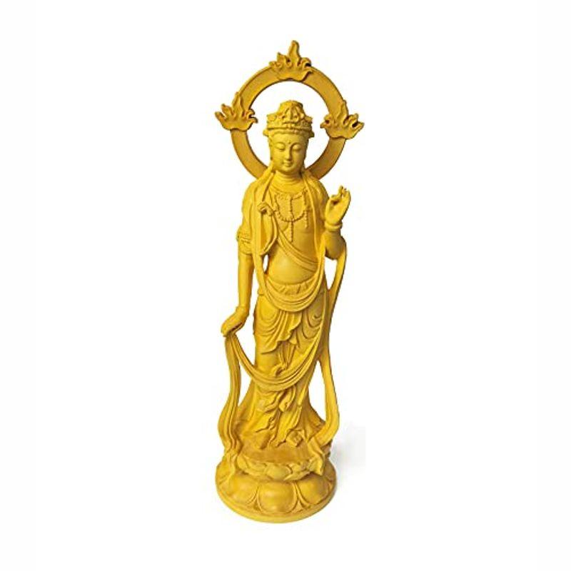 勢至菩薩像 7.2寸 高級天然ツゲ木彫り 立像 木製仏像 仏教美術品 黄楊