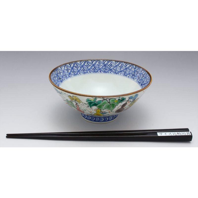 日本大人気 京焼 清水焼 壱楽窯 飯碗 大 (木箱入) 色絵六瓢 B14-5大