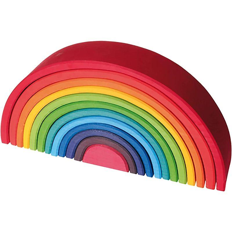 グリムGRIMM'S 玩具 おもちゃ 知育玩具 積み木 インテリア 見立て遊び 虹 レインボー 高さ18×幅38×奥行7cm 虹色トンネル - 1