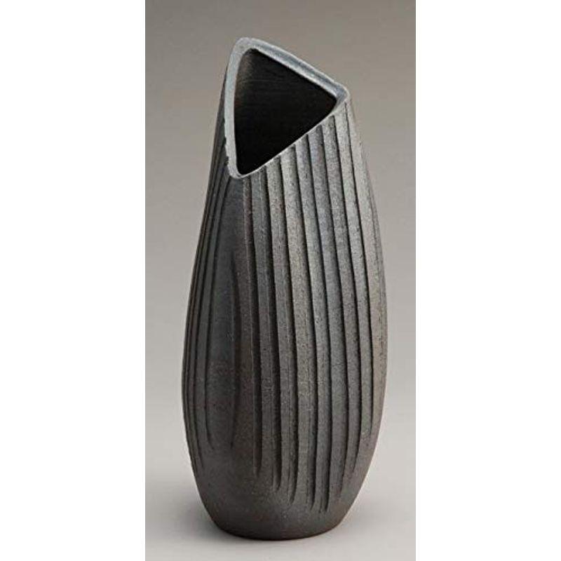 最も信頼できる 信楽焼 黒銀彩花入 陶器 花瓶 花入 花器 花入れ 花瓶 花器 Helilagon Com