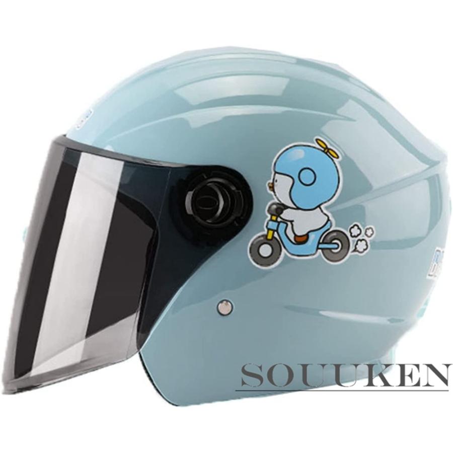 原付 バイク用 ヘルメット レディース かわいい 漫画柄 クリアシールド スモークシールド オートバイ 超軽量 スムーズ 防風雨 防霧 再再販