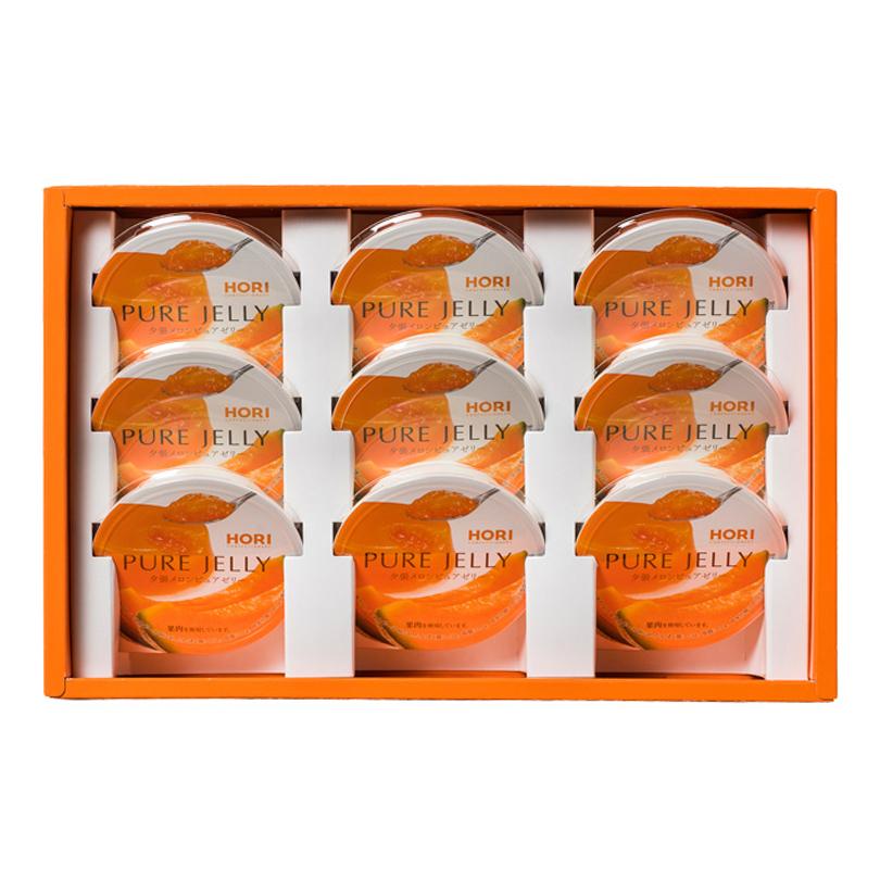 ホリ 夕張メロンピュアゼリー【9個入×10個】北海道 お土産 完熟果肉 夕張 メロン ゼリー おやつ お菓子 お茶請け スイーツ ギフト プレゼント お取り寄せ 御中元 お中元 送料無料 HORI（ホリ） 夕張メロン ピュアゼリー 9個入 北海道 お土産 完熟果肉