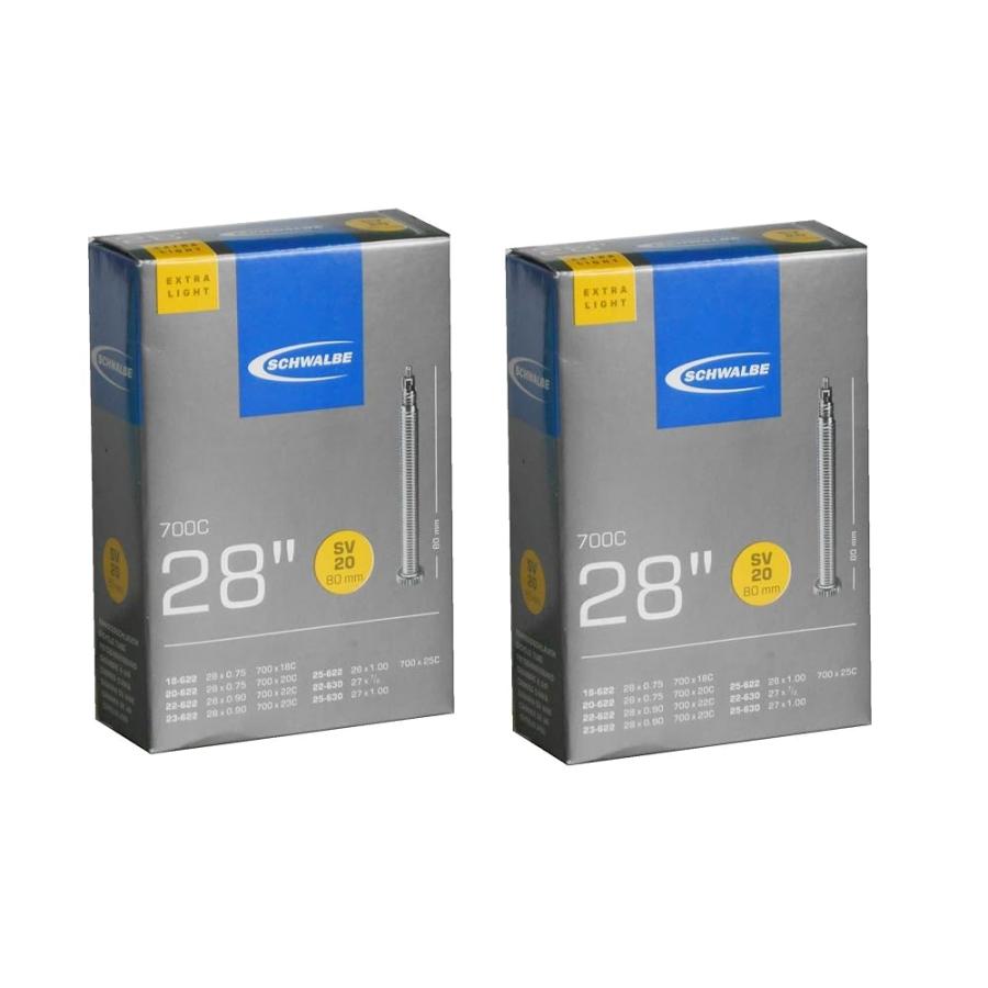 2本セット SCHWALBE(シュワルベ) 700×18/25C用軽量チューブ 仏式 80mm
