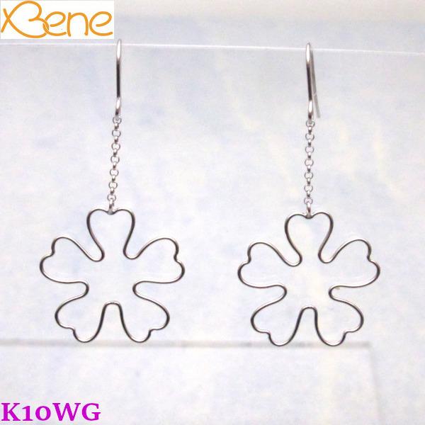 ダイヤモンド ホワイトゴールド花モチーフ フックピアス ダイヤモンド