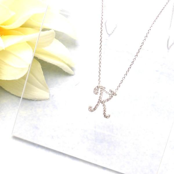 K18WG ダイヤモンド 0.13ct 【K】 イニシャル ネックレス : 81105-07 