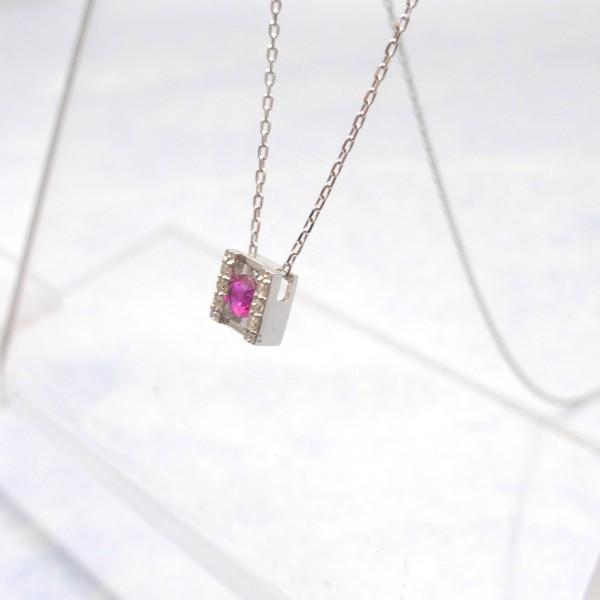 K18WG ルビー ダイヤモンド 0.03ct ネックレス : Beneベーネ四條畷 