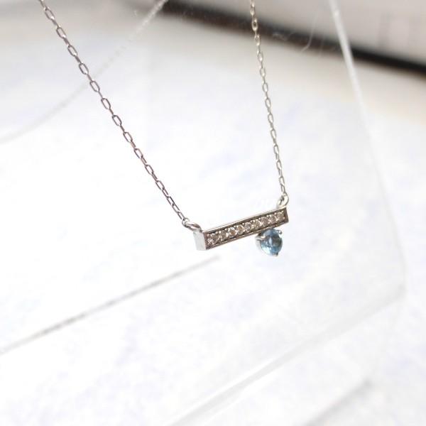 K10WG ブルートパーズ 0.07ct ダイヤモンド ネックレス : Beneベーネ