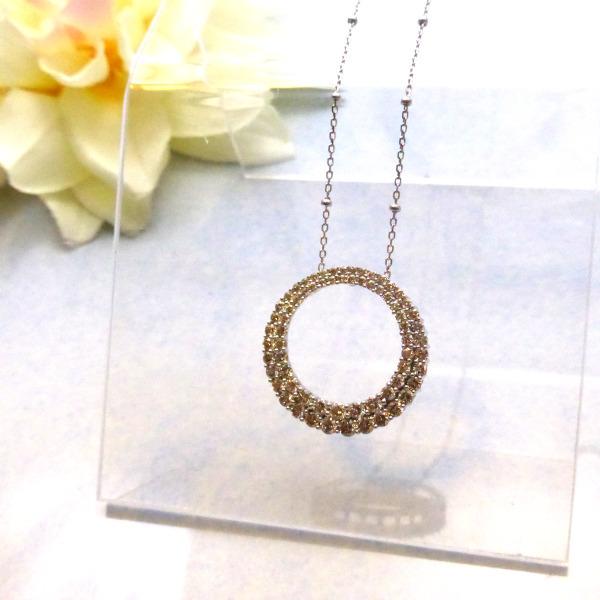 K18WG ダイヤモンド 1.00ct ネックレス リング型 ドーナツ型 ホワイト 