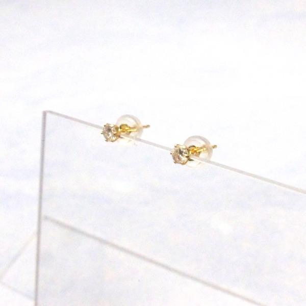 K18YG 1つ石 ダイヤモンド 0.20ct ピアス シンプル スタッド ダイヤ 