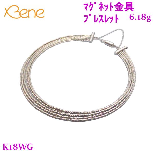 K18WG ブレスレット ホワイトゴールド 連 ワイヤー マグネット金具 