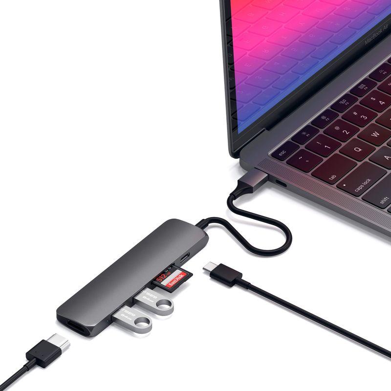 Satechi スリム V2 マルチ USB-Cハブ 6in1 (スペースグレイ) (MacBook