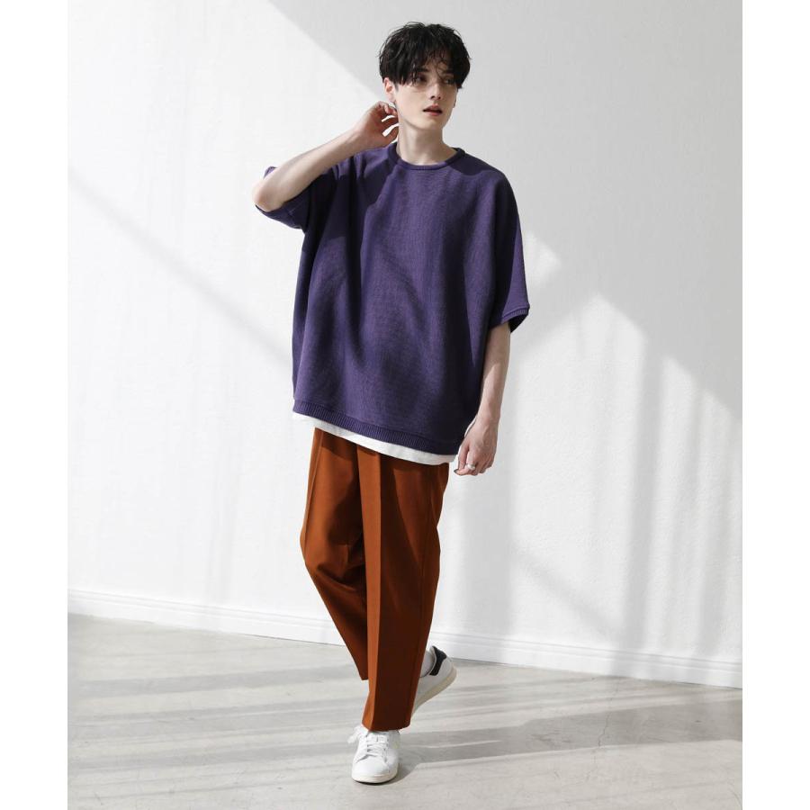 センソユニコ⁂サマーニット　リネンシルク混　アシメ柄　ドルマン　ゆったり　M センソユニコ⁂サマーニット リネンシルク混 アシメ柄 ドルマン