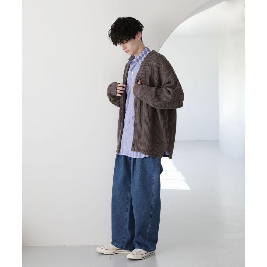 カーディガン 畔編み メンズ ファッション ルーズ ビッグ シルエット