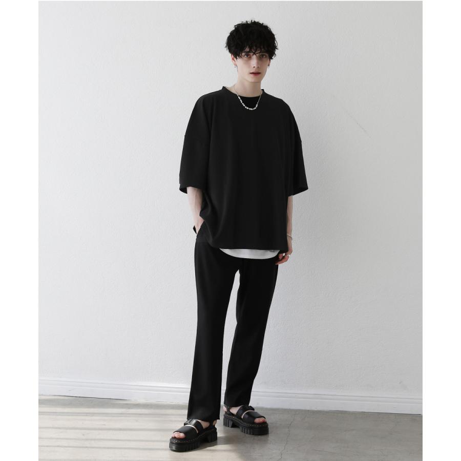 ゆったりシルエット♪ Hermesクルー・ド・セルスウェットTシャツ Tシャツ メンズ リップルプリーツ ビッグ シルエット ドルマン