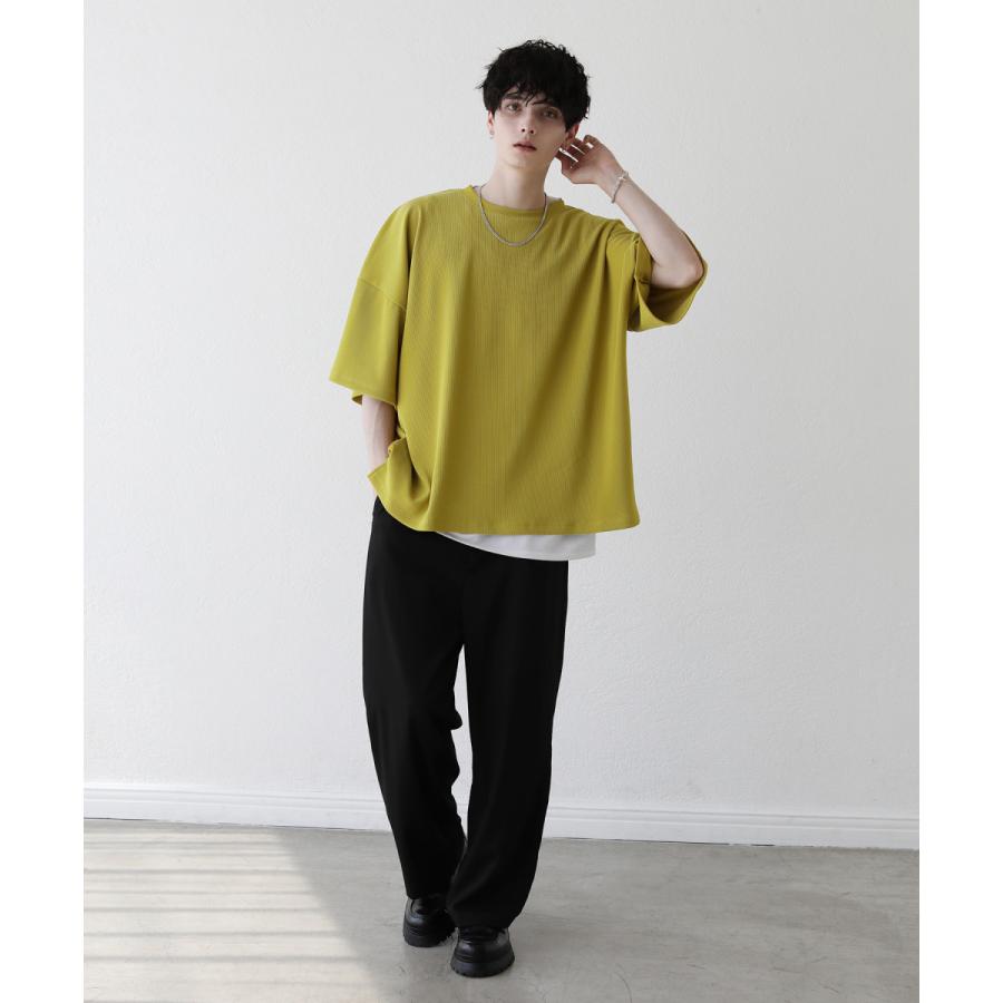 ゆったりシルエット♪ Hermesクルー・ド・セルスウェットTシャツ Tシャツ メンズ リップルプリーツ ビッグ シルエット ドルマン