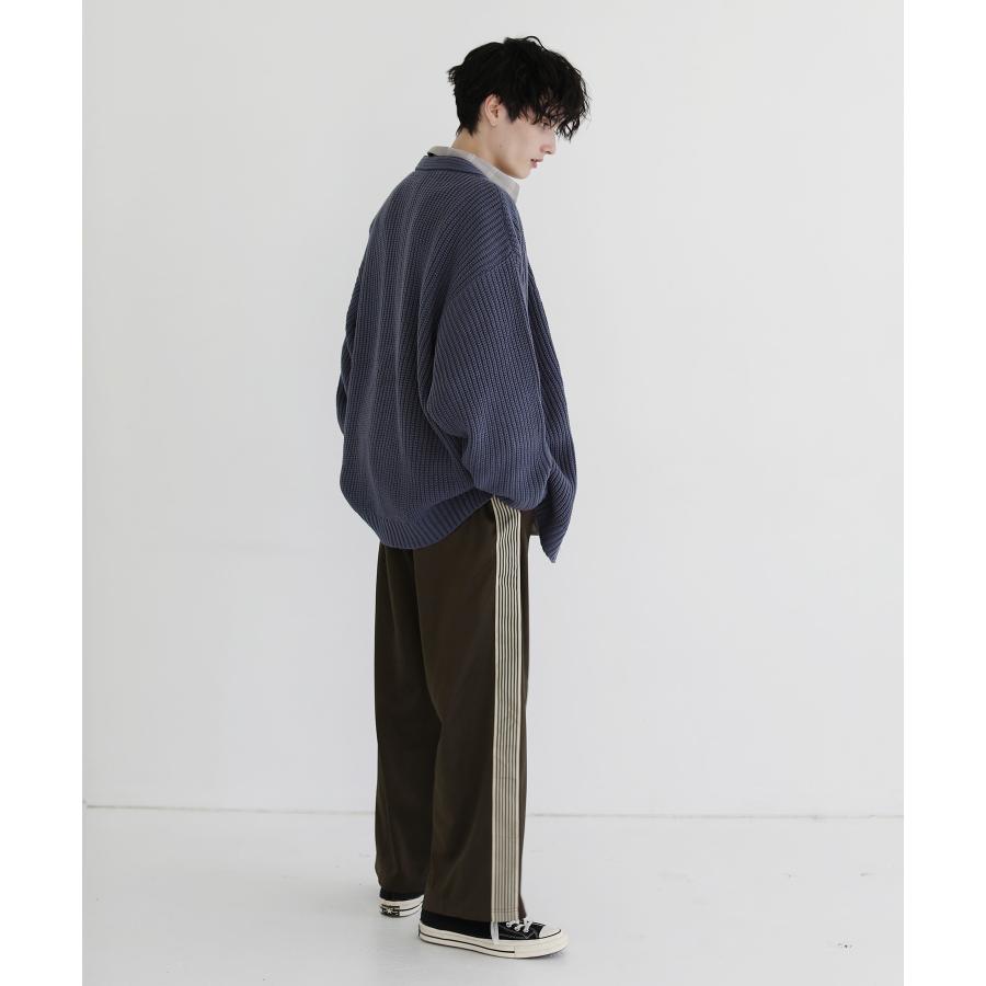 メンズ ボトム サイドライン ワイド トラックパンツ ジャージ センター