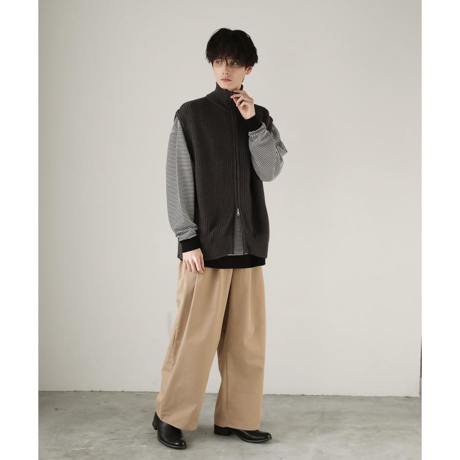 ASTRONOMYダブルジップ畔編みドライバーズニットベストジップベスト