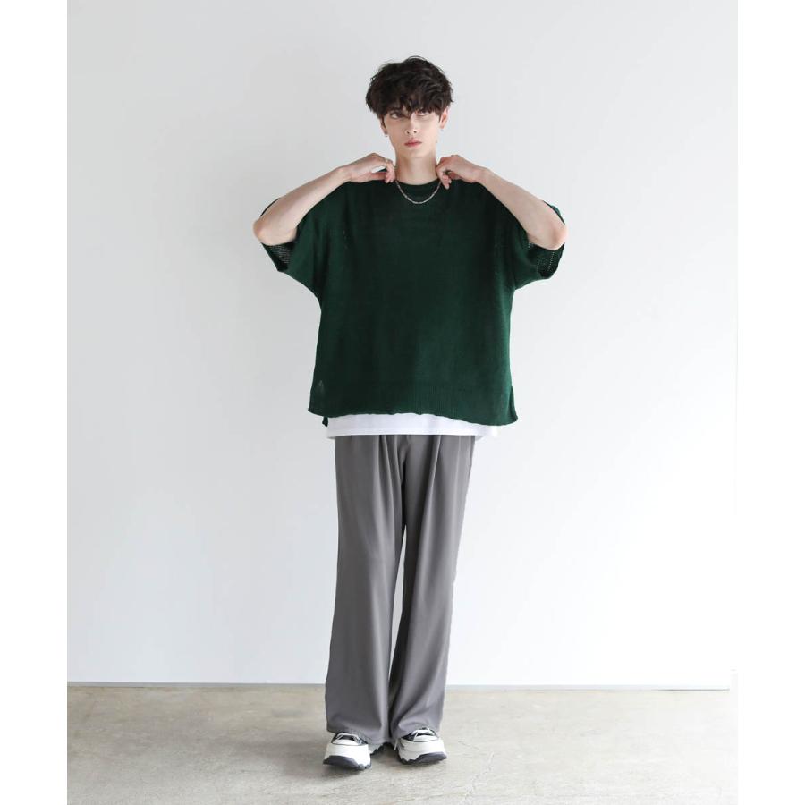 ニット サマーニット メンズ ファッション 5部袖ニット ウォシャブル