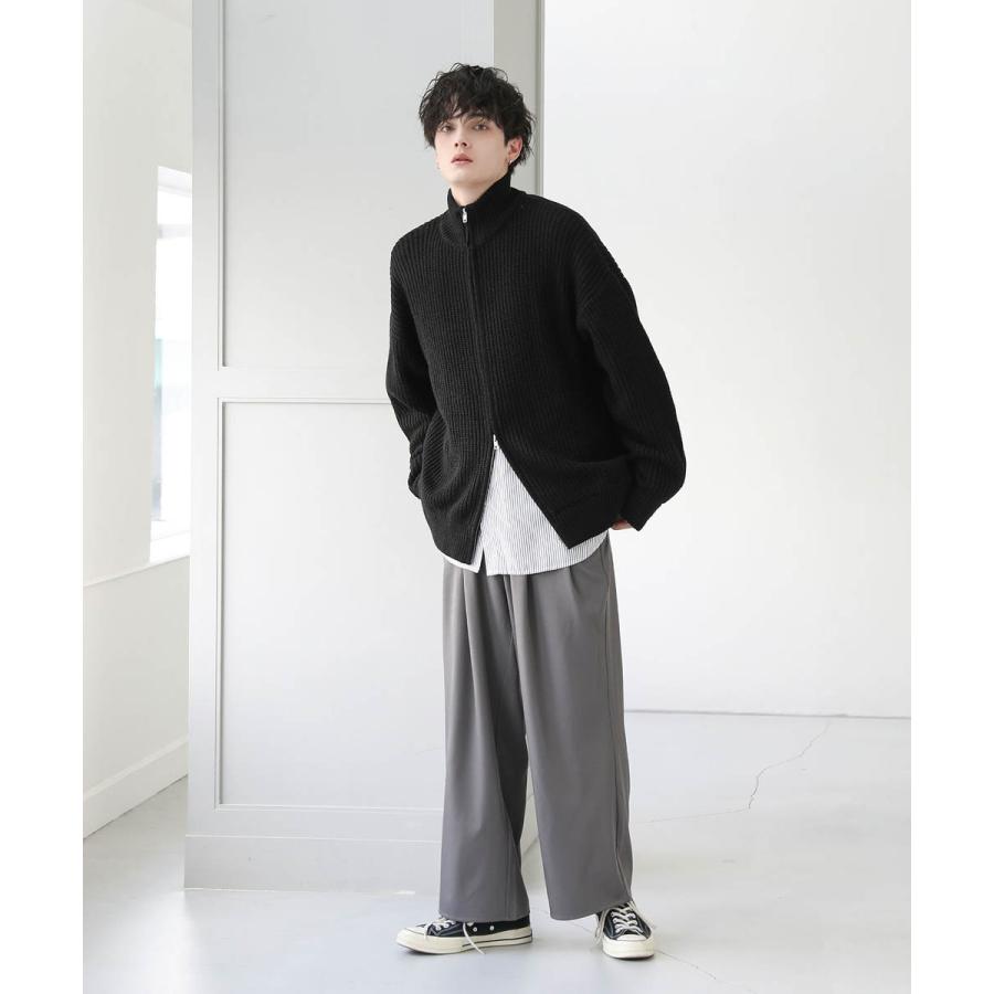 ビッグシルエット畔編みドライバーズニット ジップニット/ニット