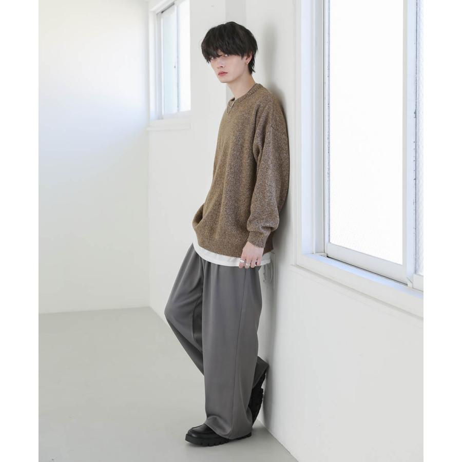 ニット メンズ ビッグ シルエット シャギー メランジ 春 秋 冬 S M L