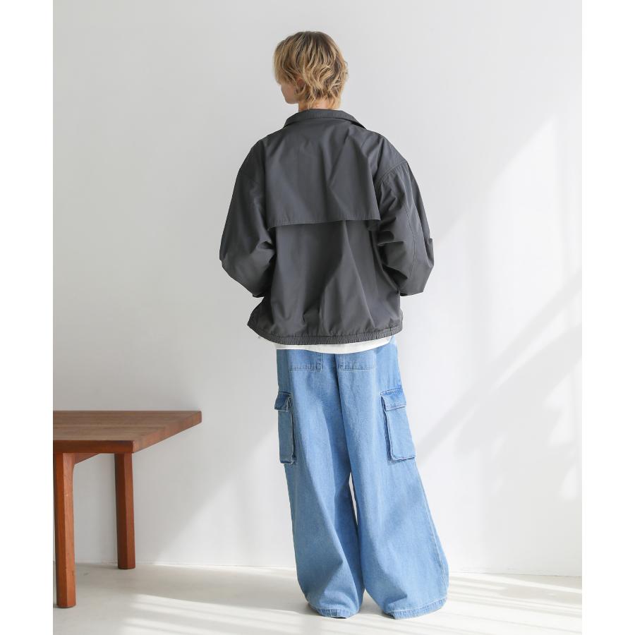 デニム カーゴパンツ メンズ ワイド バギー ストレート ゴム 綿 紐