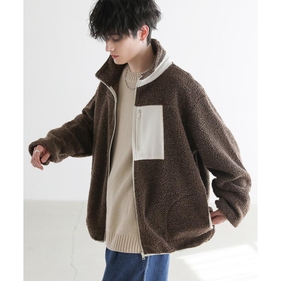 ジャケット メンズ ウォッシャブル ボア スタンドネック ブルゾン 防寒